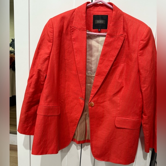 Mirto Orange/salmon Linen Blend Blazer - Picture 1 of 7